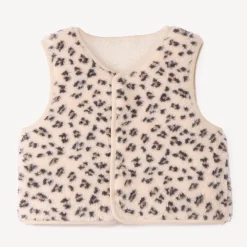 Mouwloos meisjesvest met leopardprint