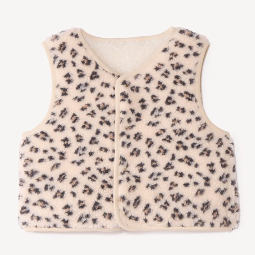 Mouwloos meisjesvest met leopardprint