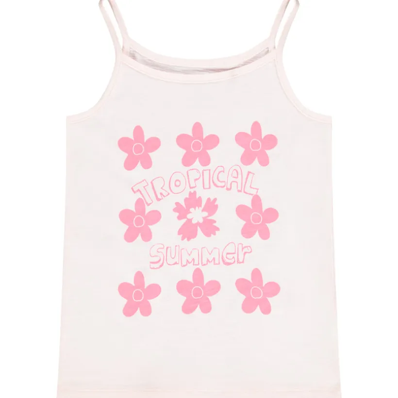 Mouwloos T-shirt in jersey met bloemen meisjes