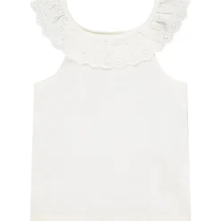 Mouwloos T-shirt met Engels borduursel voor meisjes
