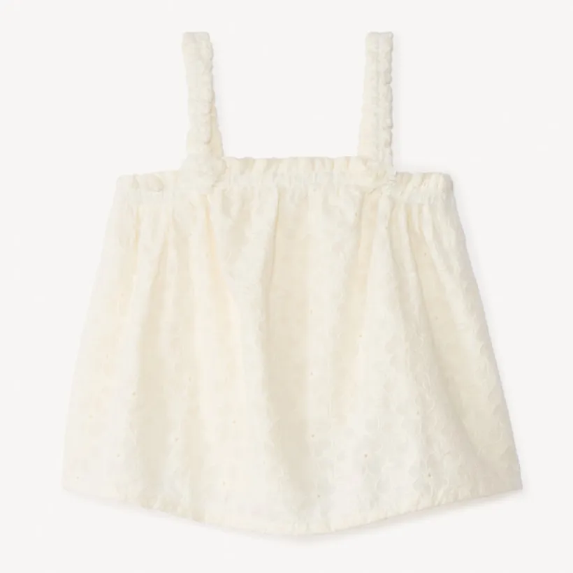 Mouwloos T-shirt met Engelse borduur meisjes