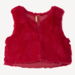 Mouwloos vest met faux fur en rozen voor babymeisjes