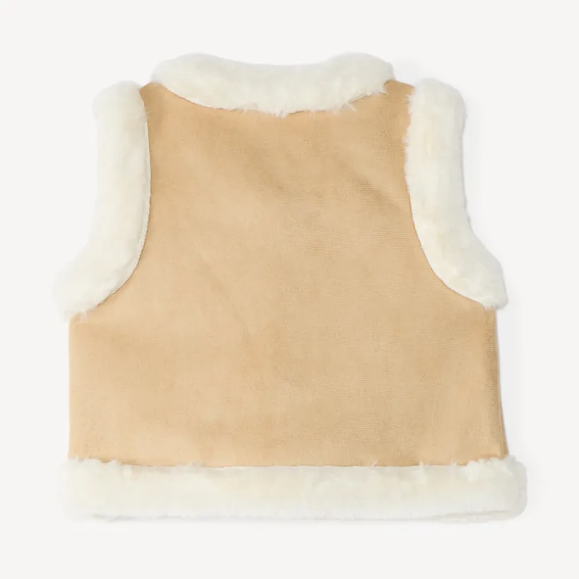 Mouwloos vest voor meisjes van baby in suede en nepbont