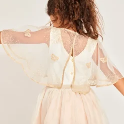Mouwloze bi-materialen jurk met vlindercape meisjes