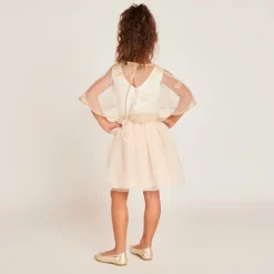 Mouwloze bi-materialen jurk met vlindercape meisjes
