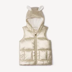 Mouwloze bodywarmer met kap en speelse oren voor babymeisje