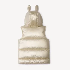 Mouwloze bodywarmer met kap en speelse oren voor babymeisje