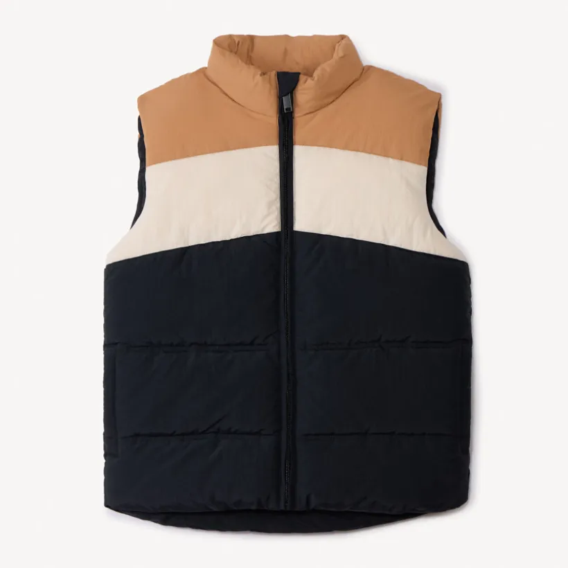 Mouwloze donsjas met colour block effect jongens