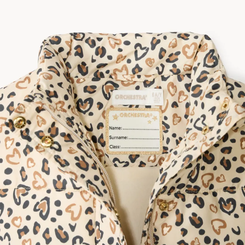 mouwloze donsjas met luipaardprint meisjes