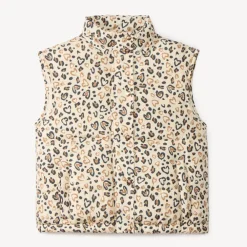mouwloze donsjas met luipaardprint meisjes