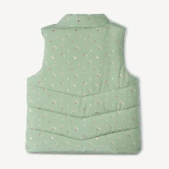 Mouwloze donsjas van canvas met bloemenprint voor babymeisje