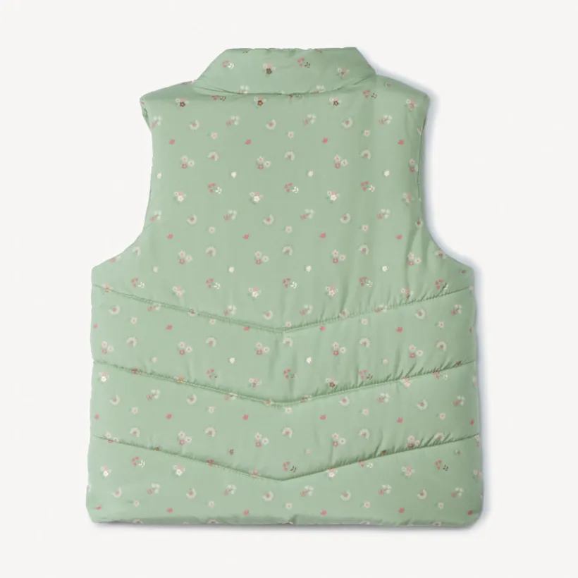 Mouwloze donsjas van canvas met bloemenprint voor babymeisje