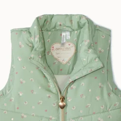Mouwloze donsjas van canvas met bloemenprint voor babymeisje