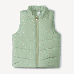 Mouwloze donsjas van canvas met bloemenprint voor babymeisje
