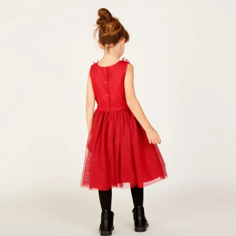 Mouwloze feestjurk met glinsterende ruches meisjes