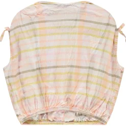 Mouwloze geruite blouse met strik meisjes