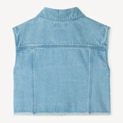 Mouwloze jeansjas met hemdkraag meisjes