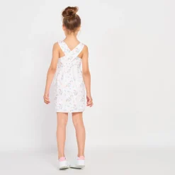 Mouwloze jurk in geborduurd bloemenprint meisjes