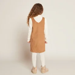 Mouwloze jurk in suède stof met leder effect meisjes