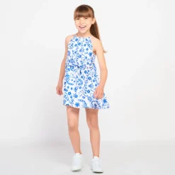 Mouwloze jurk met bloemen en strik in de taille voor meisjes