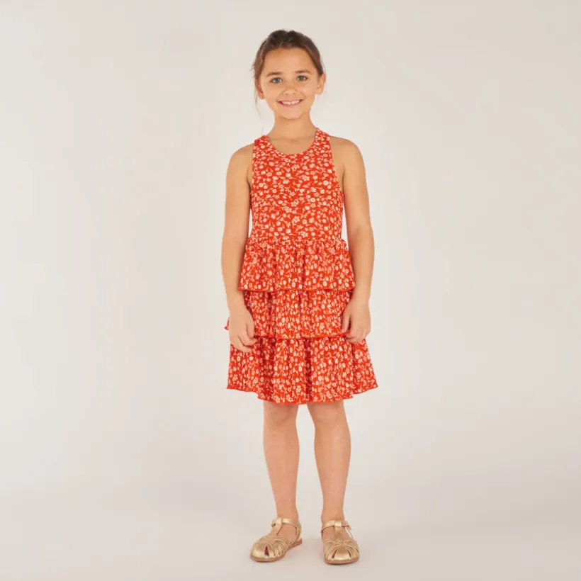 Mouwloze jurk met bloemen meisjes