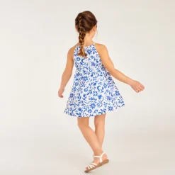 Mouwloze jurk met bloemenprint en strik taille meisjes