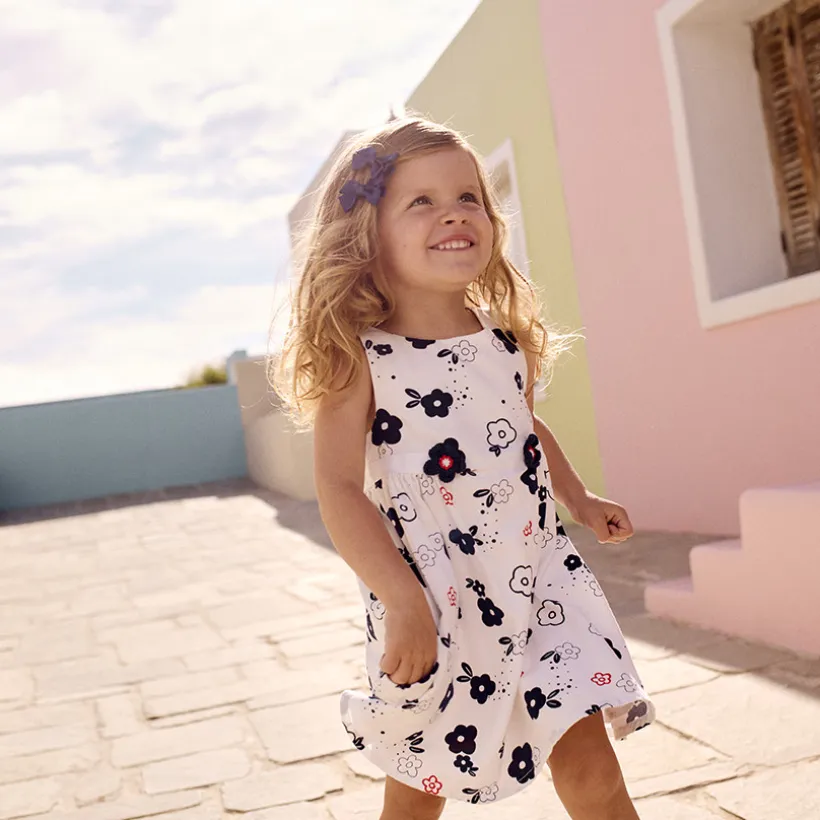 Mouwloze jurk met bloemenprint voor baby meisje