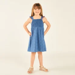 Mouwloze jurk met jeanslook meisjes