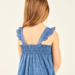 Mouwloze jurk met jeanslook meisjes