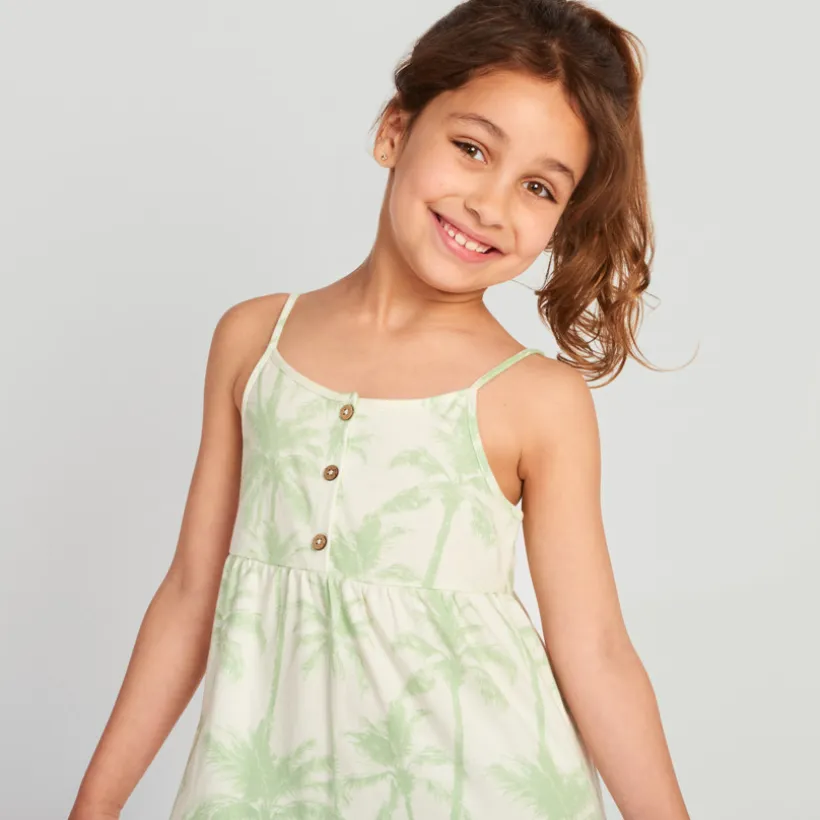 Mouwloze jurk met palmprint meisjes