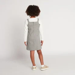 Mouwloze jurk met pied de pouleprint meisjes