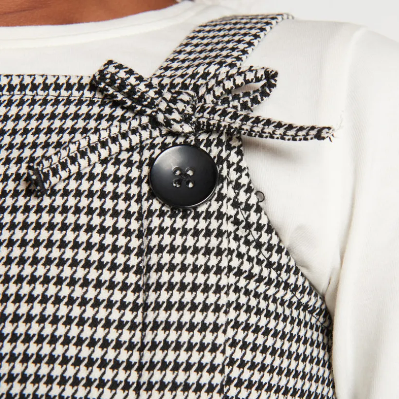 Mouwloze jurk met pied de pouleprint meisjes