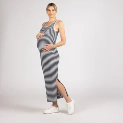 Mouwloze lange jurk met gestreept patroon voor vrouwen