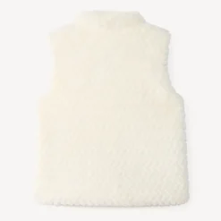 Mouwloze meisjesjacket van faux fur met rits