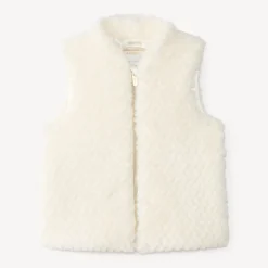 Mouwloze meisjesjacket van faux fur met rits