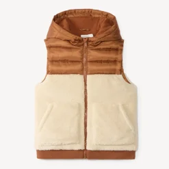 Mouwloze sherpa met capuchon jongens