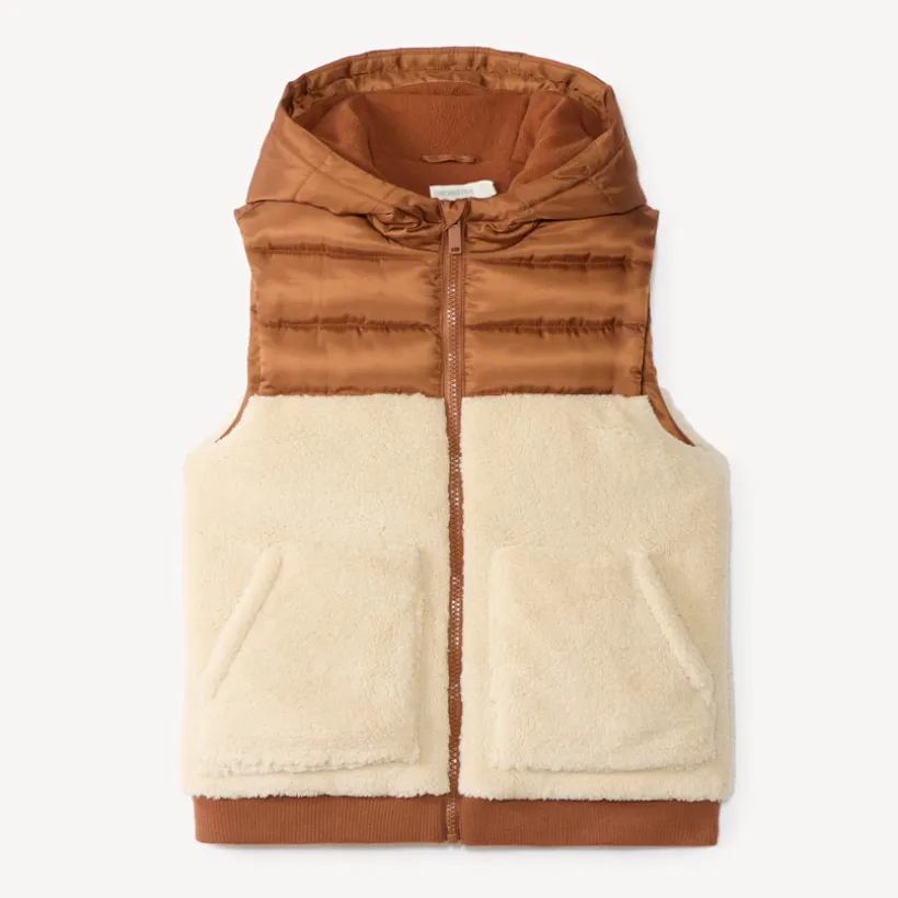 Mouwloze sherpa met capuchon jongens