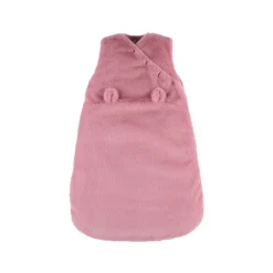 mouwloze slaapzak in imitatiebont roze 70 cm met TOG 2,0-3,5