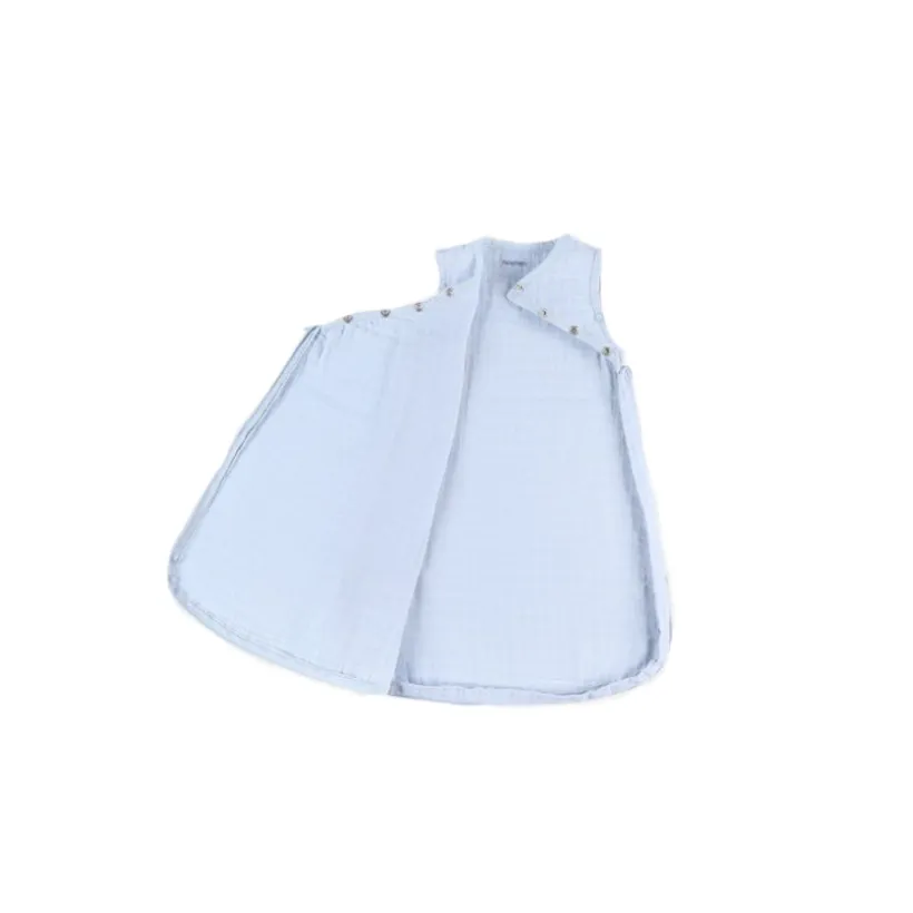 Mouwloze slaapzak van hydrofiele mousseline, 50 cm, blauw