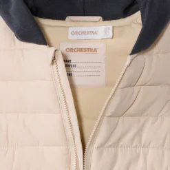 Mouwloze speelse bi-materiaal donsjas voor babyjongen