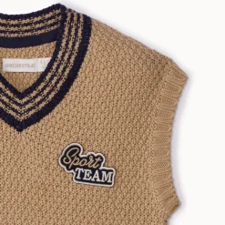 Mouwloze trui met fantasiebadge in twill jongens