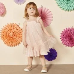 Mouwloze tule jurk met vlinderprint voor baby meisje