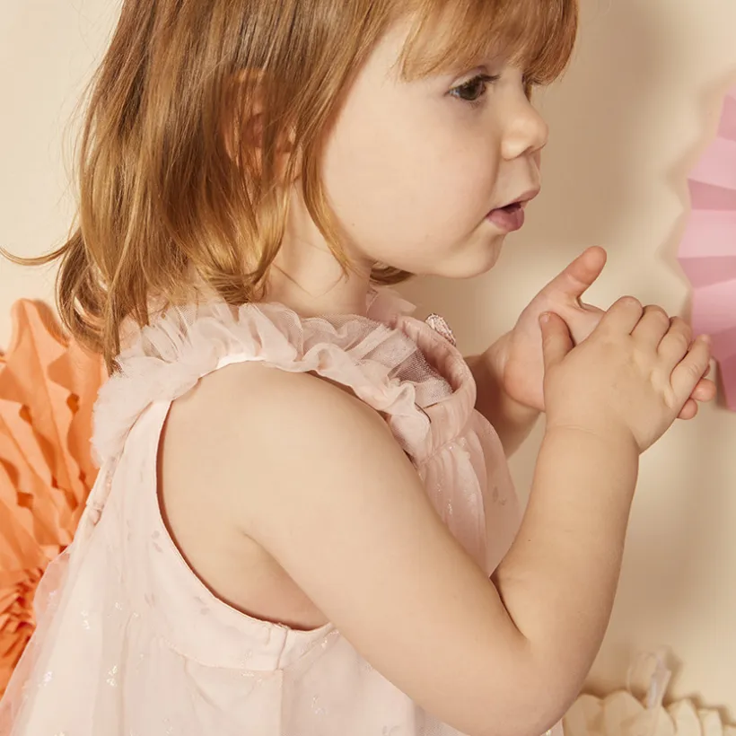 Mouwloze tule jurk met vlinderprint voor baby meisje