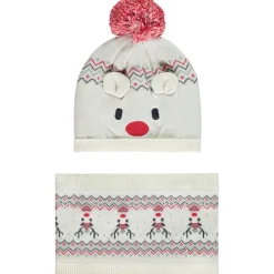 Muts en snood gebreid voor kerst voor baby's