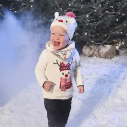 Muts en snood gebreid voor kerst voor baby's