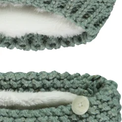 Muts en snood in gebreide tarwekorrelsteek met gouden lurex meisjes
