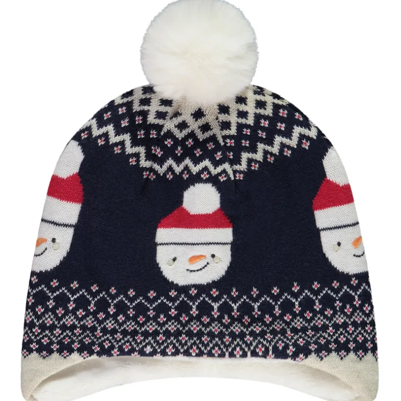 Muts in gebreid jacquard met sneeuwmannetjes voor jongen