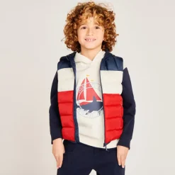 Mutsloze color block vest met capuchon jongens
