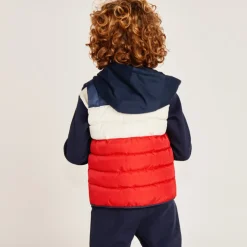 Mutsloze color block vest met capuchon jongens