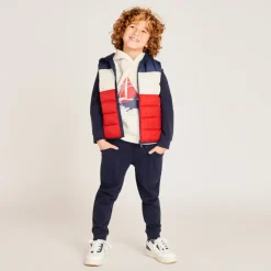 Mutsloze color block vest met capuchon jongens